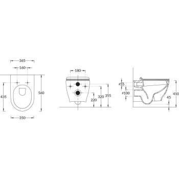 Унитаз Modula подвесной безободковый с крепежом, белый глянцевый