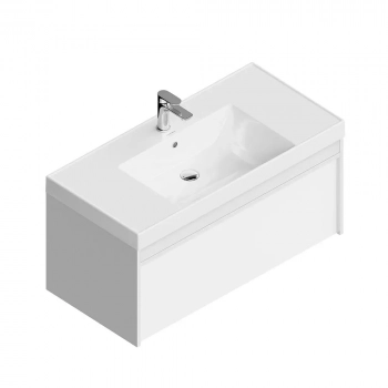 Тумба MODULA подвесная 100 с ящиком 1+1, белая глянцевая