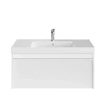 Тумба MODULA подвесная 100 с ящиком 1+1, белая глянцевая