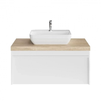 Тумба MODULA подвесная 100 с ящиком 1+1, белая глянцевая