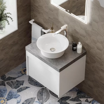 Тумба MODULA подвесная 60 с ящиком 1+1, белая глянцевая