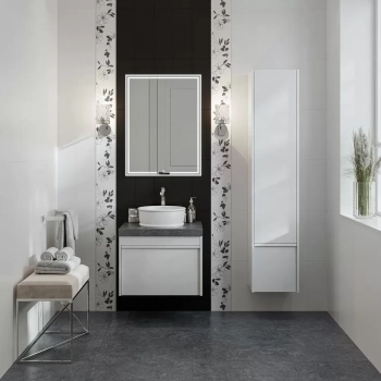 Тумба MODULA подвесная 60 с ящиком 1+1, белая глянцевая