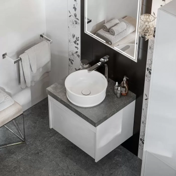 Тумба MODULA подвесная 60 с ящиком 1+1, белая глянцевая