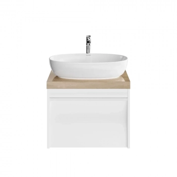 Тумба MODULA подвесная 60 с ящиком 1+1, белая глянцевая