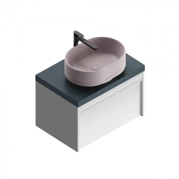 Тумба MODULA подвесная 70 с ящиком 1+1, белая глянцевая