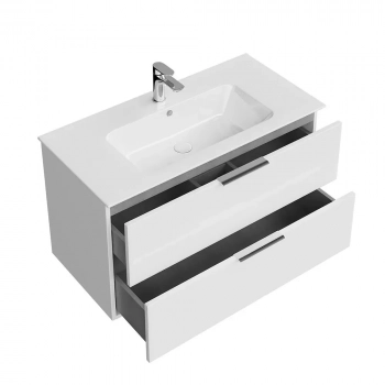 Тумба PIANO Forte подвесная 95 см, 2 ящика, белый глянцевый