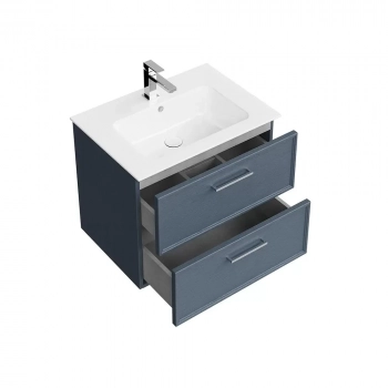 Тумба PIANO Classic подвесная 65 см, 2 ящика, ясень синий матовый