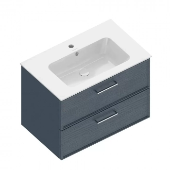 Тумба PIANO Classic подвесная 75 см, 2 ящика, ясень синий матовый