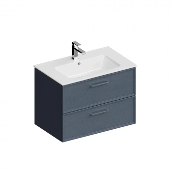 Тумба PIANO Classic подвесная 75 см, 2 ящика, ясень синий матовый