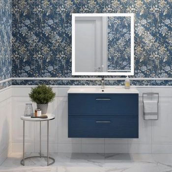 Тумба PIANO Classic подвесная 85 см, 2 ящика, ясень синий матовый