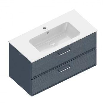 Тумба PIANO Classic подвесная 95 см, 2 ящика, ясень синий матовый