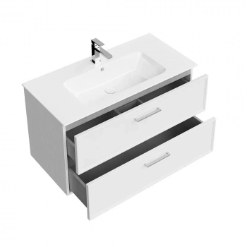 Тумба PIANO Classic подвесная 95 см, 2 ящика, ясень белый матовый