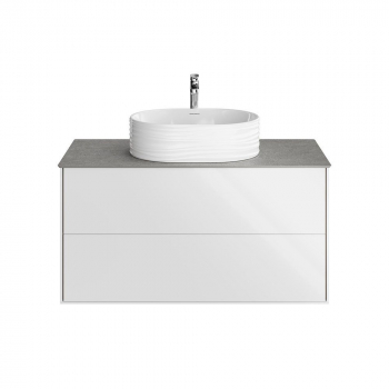 Тумба PLAZA Modern подвесная 100, 2 ящика, белая глянцевая