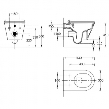 Унитаз PLAZA Modern подвесной безободковый, белый глянцевый