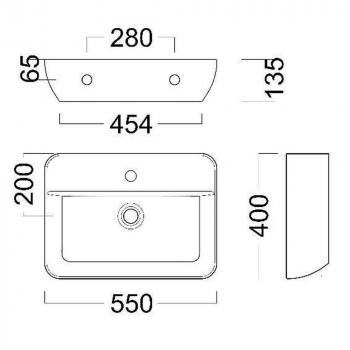 Раковина PLAZA подвесная 55, белая глянцевая