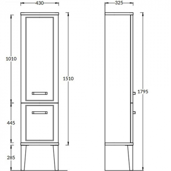 Пенал POMPEI напольный\подвесной 150, камео бежевый глянцевый