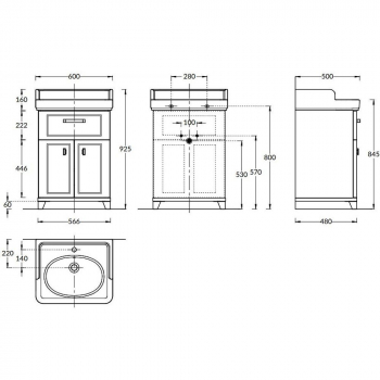 Тумба POMPEI напольная с ящиком и дверцами 60, белая глянцевая