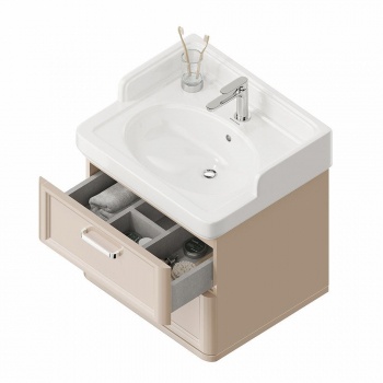 Тумба POMPEI напольная с 2 ящиками 60, камео бежевый глянцевый