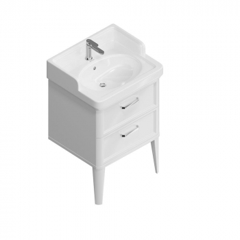 Тумба POMPEI напольная с 2 ящиками 60, белая глянцевая