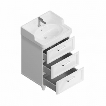 Тумба POMPEI напольная с 3 ящиками 60, белая глянцевая