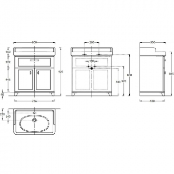 Тумба POMPEI напольная с ящиком и дверцами 80, белая глянцевая
