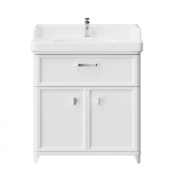 Тумба POMPEI напольная с ящиком и дверцами 80, белая глянцевая