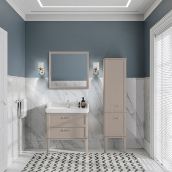 Тумба POMPEI напольная с 2 ящиками 80, камео бежевый глянцевый