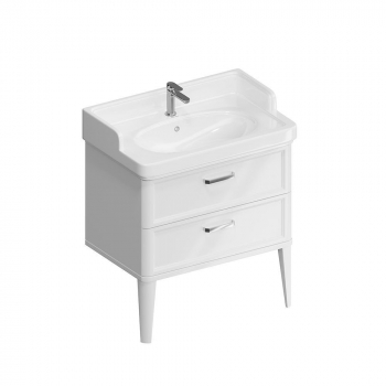 Тумба POMPEI напольная с 2 ящиками 80, белая глянцевая