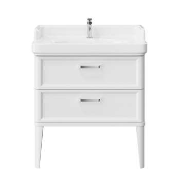 Тумба POMPEI напольная с 2 ящиками 80, белая глянцевая