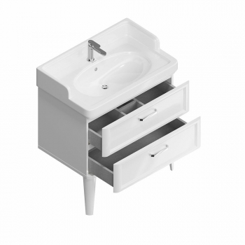 Тумба POMPEI напольная с 2 ящиками 80, белая глянцевая