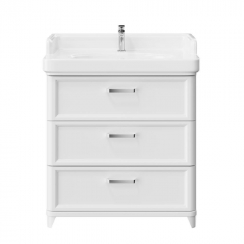 Тумба POMPEI напольная с 3 ящиками 80, белая глянцевая