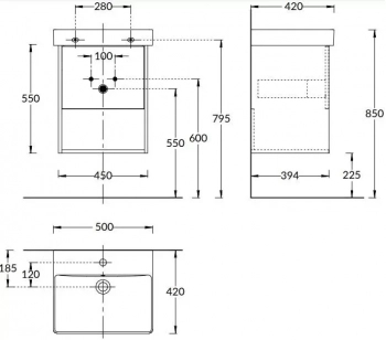 Тумба PRO подвесная 1 ящик 50, вяз