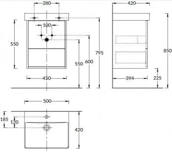 Тумба PRO подвесная 2 ящика 50, белая матовая