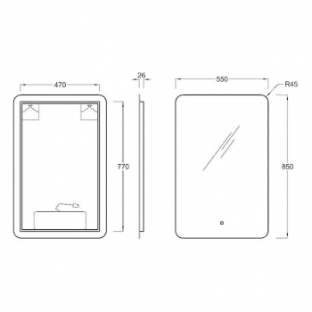 Зеркало PRO с подсветкой LED 55