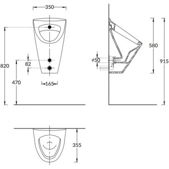 Писсуар PRO Cantero подвесной с крепежом, белый глянцевый