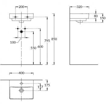 Раковина PRO мебельная\подвесная 40, белая глянцевая
