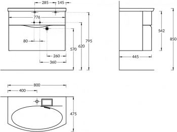 Тумба RIVA 80 см, белая матовая