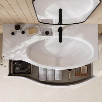 Раковина RIVA мебельная левая с крепежом 100, белая глянцевая