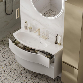 Раковина RIVA мебельная левая с крепежом 100, белая глянцевая