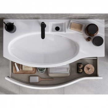 Раковина RIVA мебельная левая с крепежом 100, белая глянцевая