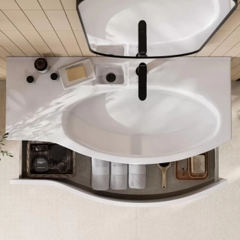 Раковина RIVA мебельная правая с крепежом 100, белая глянцевая