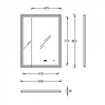 Зеркало TECNO M 65 с поворотной дверцей, подсветкой и функцией антизапотевание, белое