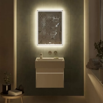 Зеркало TECNO c LED 60 с подсветкой, с функцией антизапотевание, белое глянцевое