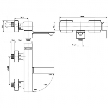 Смеситель FIORETTO для ванны, хром