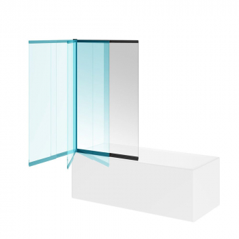 Шторка на ванну VETRO, раздвижная, распашная 100х150, матовый черный