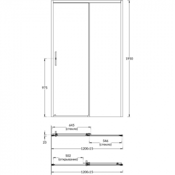 Душевая дверь VETRO, раздвижная, 120х195, хром