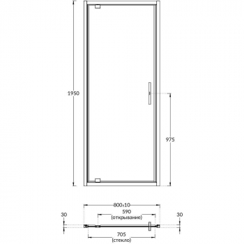 Душевая дверь VETRO, распашная, 80х195, хром