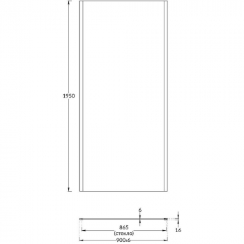 Душевая боковая панель VETRO, 90х195, хром