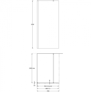 Душевая перегородка VETRO, 90х195, хром